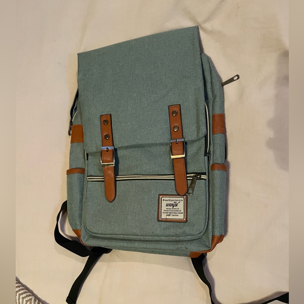 Stylish Aqua and Brown Backpack
